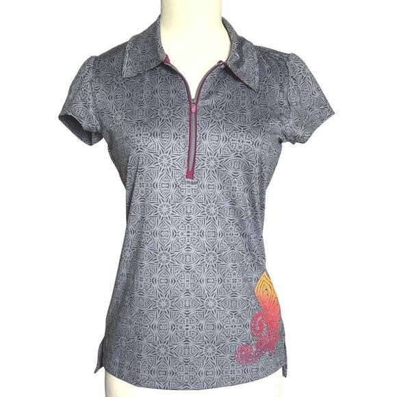 Athleta Tops - Athleta Gravity Womens Short Sleeve 1/2 Zip Polo Dark Gray/Black XXS EUC